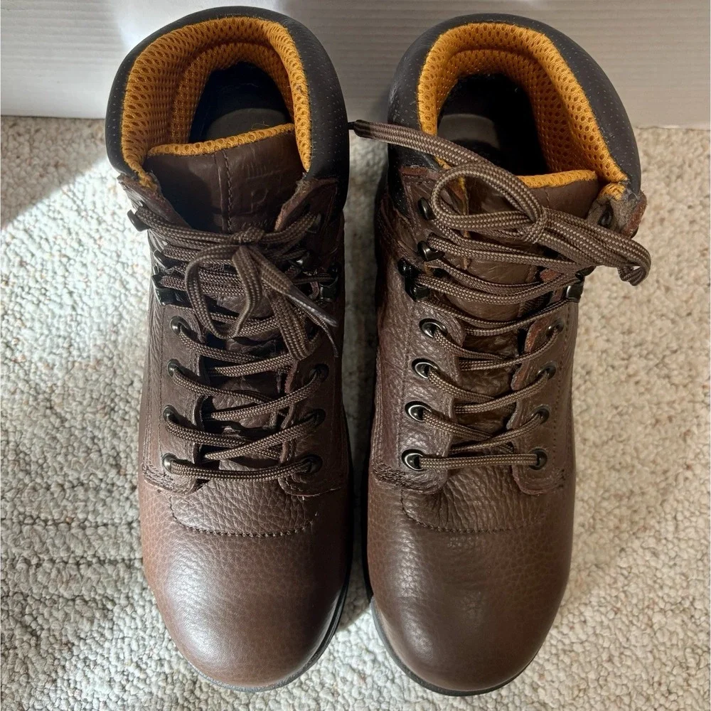 TIMBERLAND PRO Men's Leather Work Boots Size 7.5W Titan Safety Toe Powerfit - Picture 4 of 8